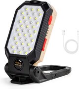 Discovery Shop Krachtige draagbare LED COB Werklamp - USB-oplaadbaar | Haak & Magneet | 180° draaibaar | INCLUSIEF Hardcase Opbergtasje