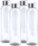 Merkloos / Sans marque AQUAMAN Waterfles/drinkfles - 6x - Glas - Transparant - RVS Dop - 500 ml