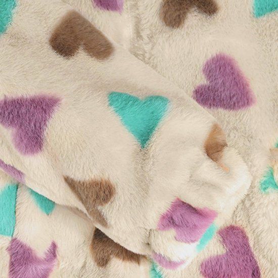 Daily 7 meisjes teddy jacket jas beige hartjes 116