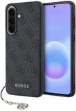 Guess Hoesje Geschikt voor Samsung Galaxy A57 - Backcover met 4G Print & Gouden Bedel (Charm) - Grijs