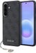 Guess Hoesje Geschikt voor Samsung Galaxy A57 - Backcover met 4G Print & Gouden Bedel (Charm) - Grijs