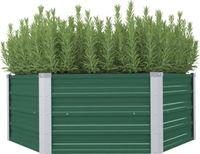 vidaXL Verhoogde Plantenbak 129x129x45 cm Gegalvaniseerd Staal Groen