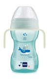 MAM Fun to Drink Cup Night Kinderbeker, 270 ml, waterfles voor pasgeborenen 8+ maanden met lichtgevende handgrepen, drinkfles voor pasgeborenen met lekvrije schenktuit en ventiel voor vrije