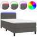 vidaXL Boxspringbed met matras en LED-verlichting, donkergrijs, 100x200 cm, fluweel