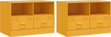 vidaXL Meuble TV, 2 pièces, jaune moutarde, 67x39x44 cm, acier