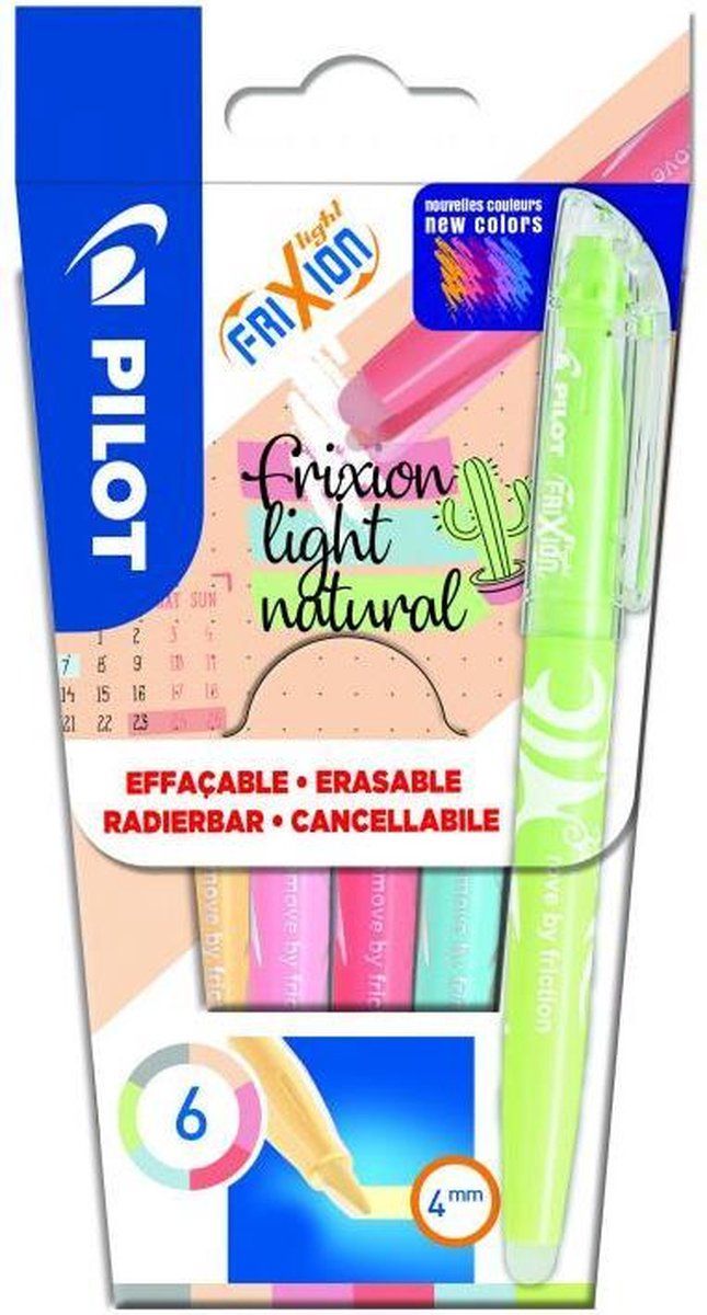 Pilot Frixion Light Natural - Wallet van 6 Markers - Divers