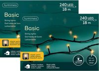 Lumineo Kerstverlichting - 2x - 240 leds - klassiek warm wit - 1800 cm - zwart snoer - timer en dimmer