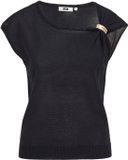 WE Fashion Dames fijngebreide trui met goud accent