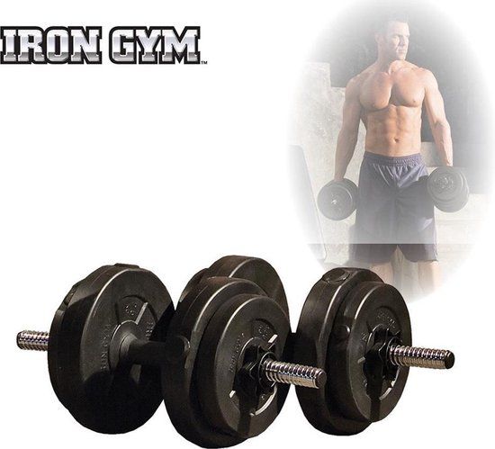 Iron Gym Verstelbare Dumbbell Set 15 kg - Halterset - Halters - Zwart