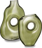 Mica Decorations Bloemenvazen Jay - 2-delig - groen transparant glas