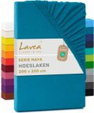 Merkloos / Sans marque Lavea® Hoeslaken 200x220 cm – 100% Katoen, Zacht en Ademend – Geschikt voor Matrassen tot 35 cm – Jersey met Elastiek Rondom – Aquamarijn