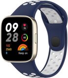 By Qubix Qubix Siliconen sportband - Donkerblauw met wit - Geschikt voor Xiaomi Redmi Watch 3