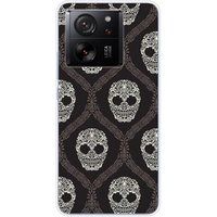 1001 coques Xiaomi Bedrukt siliconen hoesje compatibel met Xiaomi 13T floral skull