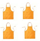 Merkloos / Sans marque 4-stuks Schort - Olie- en spatwaterdicht schort - Verdikt en vlekbestendig schort - Schort voor horecawerk - Unisex schort - 71x61 cm - Met twee zakken - Verstelbaar trekkoord - Geschikt voor dagelijks koken, bakken en catering thuis - Oranje