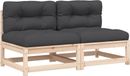 Banc de jardin 2 pièces sans accoudoirs avec coussins bois de pin