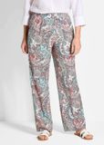 Goldner VERA Lange viscose broek met paisleyprint en wijde pijpen - rosé / gedess. - Maat 42