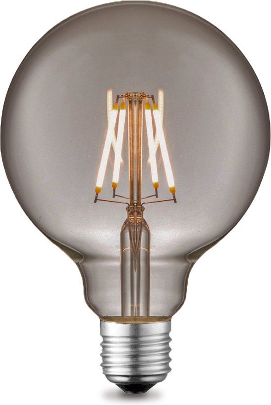 Home Sweet Home Edison Vintage LED filament lichtbron Globe - Rook - G95 Deco - Retro LED lamp - 9.5/9.5/13.5cm - E27 - Dimbaar - 6W 160lm 1800K