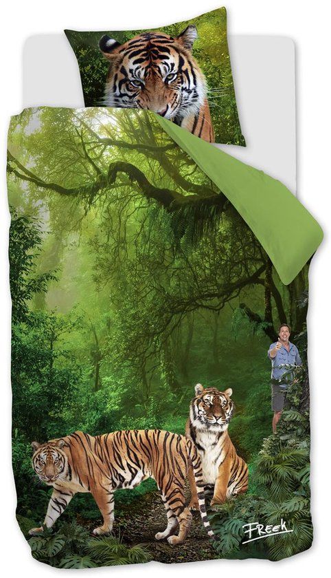 Freek Vonk Tandige Tijgers dekbedovertrek - Eenpersoons - 140x200 cm - Groen