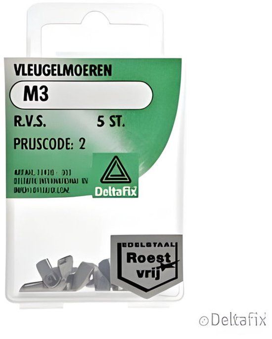 Deltafix Vleugelmoer M3 RVS 5 stuks