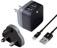 EnerGea Travelite Pro 3.4 Duo USB-lader Zwart / Grijs (UK)