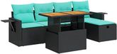 vidaXL Loungeset met kussens, polyrotan, acacia, zwart