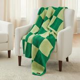 Franco Wicked Elphaba Paul Tazewell Geruit beddengoed, zachte, knusse veren, gebreide intarsia-deken, 127 x 152 cm, (officieel gelicentieerd product) verzamelobjecten