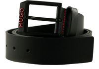 HUGO Leren Riem Gelio B-Red Sz40 Belt W80 Black Zwart