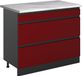 Vicco Keukenonderkast R-Line, Rood/Antraciet, 100 cm marmer werkblad