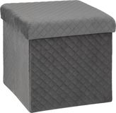 Atmosphera Poef/hocker/voetenbankje - opbergbox - fluweel donkergrijs - PO/MDF - 31 x 31 x 31 cm - opvouwbaar