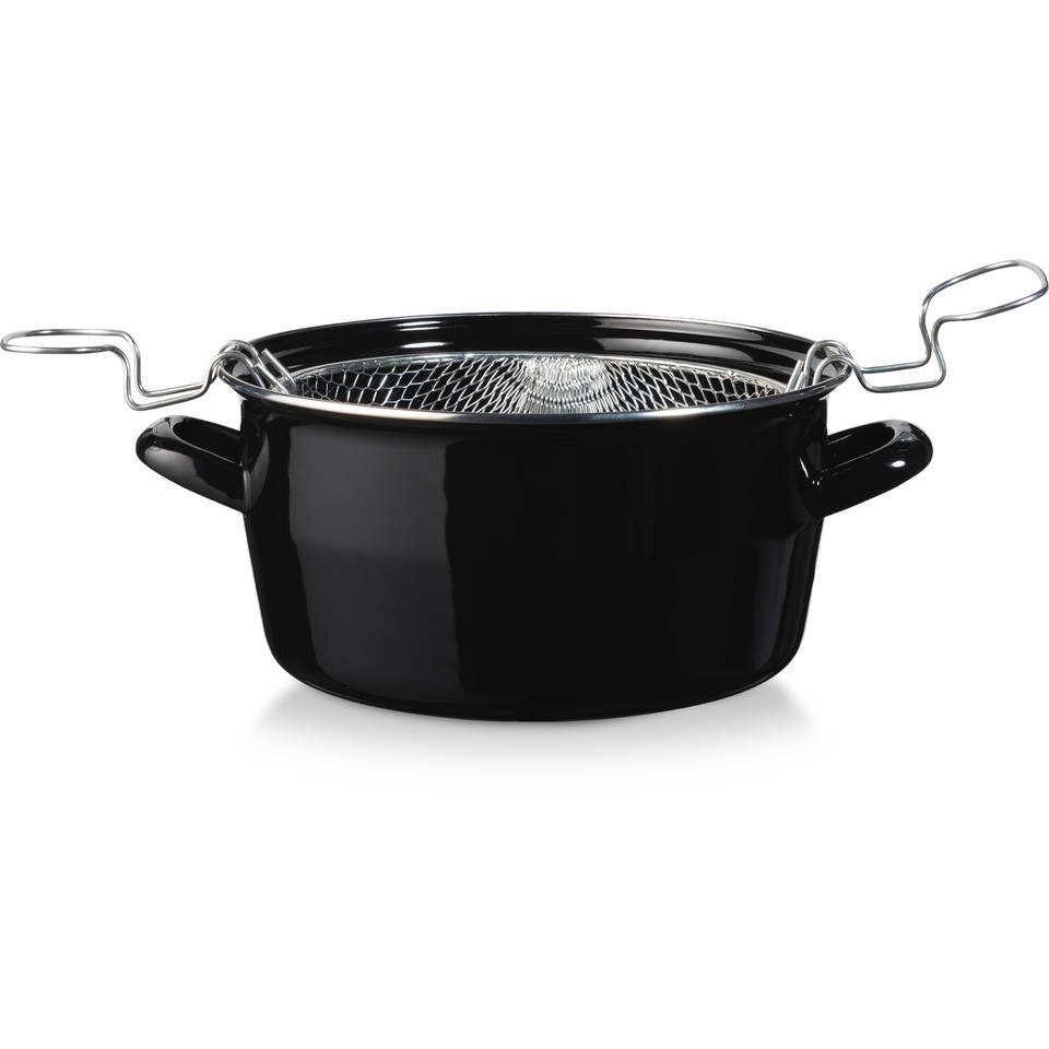 Voccelli Frituurpan emaille 24 cm - zwart - 4,5 L