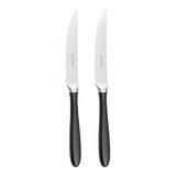 Rockingham Forge 2STK650BK Luxe bestekset: set van 2 steakmessen van roestvrij staal - zwarte handgrepen van PBT kunststof, 18/10