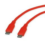 ROLINE USB 2.0-kabel, type C-C, M/M, Silicone, 60W, rood, 1 m