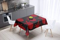Bonamaison Tafelkleed, Anti-Mold, Sneldrogend, Waterdicht, 100% Polyester Tafellaken, rood Zwart, 140 x 140 Cm