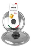 IPEA Deksel voor pan of pan van roestvrij staal - 16/18/20/22/24/26/28/30 cm - rond universeel deksel met knop voor kookpannen - vaatwasmachinebestendig - 16 cm