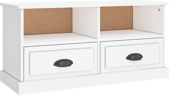 vidaXL TV-meubel 93x35,5x45 cm bewerkt hout hoogglans wit
