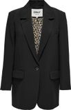 ONLY - ONLLANA-BERRY L/S REG BLAZER TLR CS - Dames - Zwart - Panterprint - Polyester/Elastaan - Maat 40