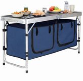 Springos Campingtafel - Vouwtafel - Inklapbaar - Verstelbaar - Inclusief Stoelen - 120x47x55 - Zilver