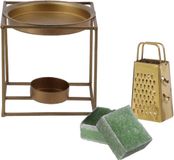 Merkloos Amberblokjes/geurblokjes cadeauset - dennen - inclusief geurbrander en mini rasp