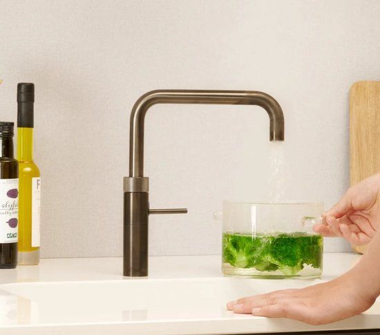Quooker Fusion Square Gun Metal Kitchen Tap with Combi Boiler