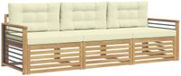 vidaXL - Bank loungeset - 3 zitplekken - Wit en crème - Polyester