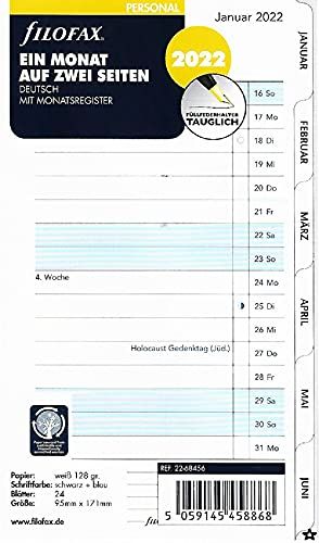 Filofax Personal 1Mo./2S. tabbed (Duits) 2022 22-68456
