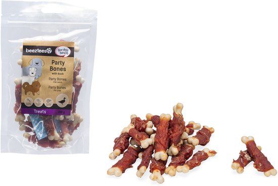 Beeztees Tasty Treats Party Bones met Eend - 200 gram