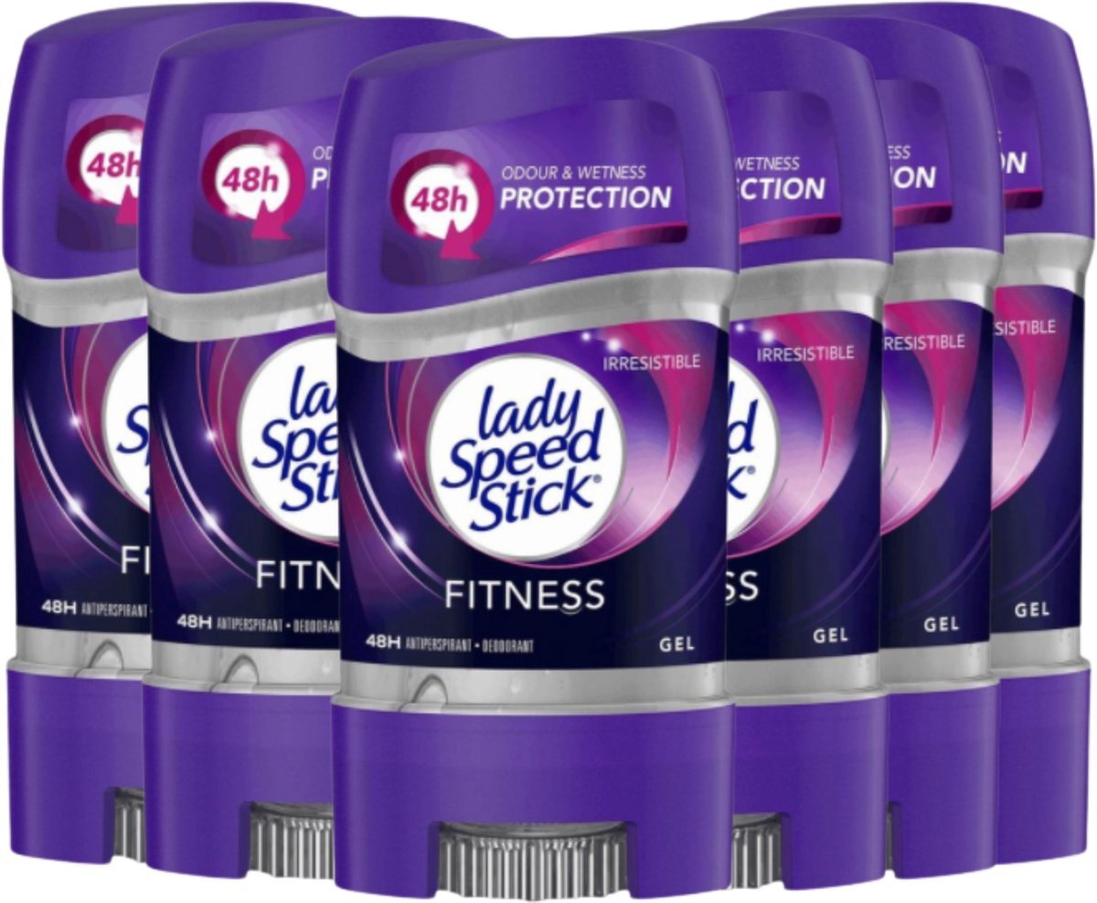 Lady Speed Stick Fitness Anti-Transpirant Deodorant Gel Stick - Biedt tot 48 uur Bescherming tegen Zweet en Hydrateert de Huid - 6 X 65g - Voordeelverpakking