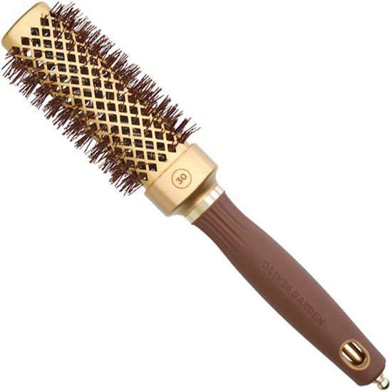 Olivia Garden Expert Blowout Borstel Straight Wavy Bristle Gold&Brown Brush Ø30mm