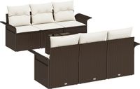 vidaXL Tuinbank Set 7-delig Bruin en Crème Polyrotan