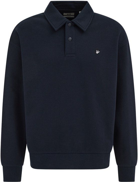 WE Fashion Heren regular fit polo met embroidery - Loose fit - Donkerblauw - Katoen - Maat: S