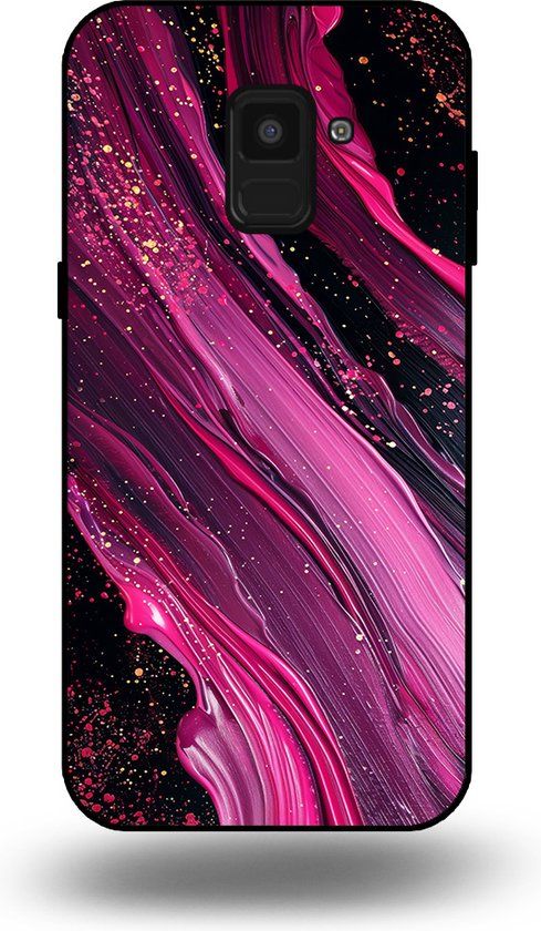 Smartphonica Samsung Galaxy A8 2018 Case - Marble Design - Purple/Pink TPU Back Cover