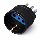 Schuko P30 Adapter met Italiaanse stekker 16 A 2P+T en Italiaanse stekker 10 A | compacte elektrische adapter (zwart)