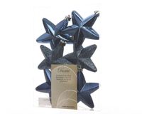 KSD 6 Sterren plastic glans-mat-glitter 2x7.5x7.5cm nacht blauw