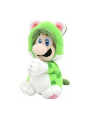 Nintendo Super Mario Cat Luigi Plush Toy - Green/White - 19cm